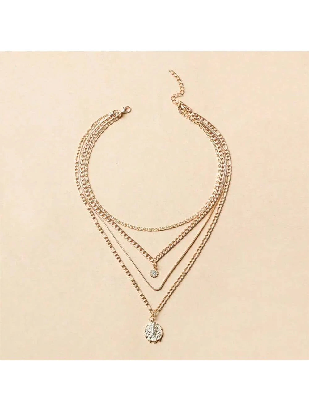 Bold Statement Layered Necklace - Lion & Sun Pendant on Chunky Gold Chain, Y2K Inspired Edgy Daily Jewelry