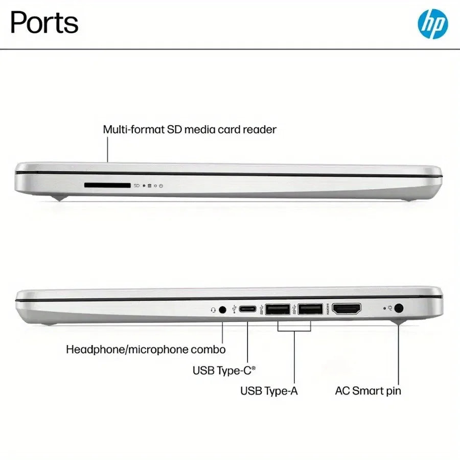 HP 14" HD Business Laptop, Intel Processor N150, 16GB RAM, 128GB UFS, Intel Graphics, Wi-Fi 6, Windows 11 Home, Natural Silver