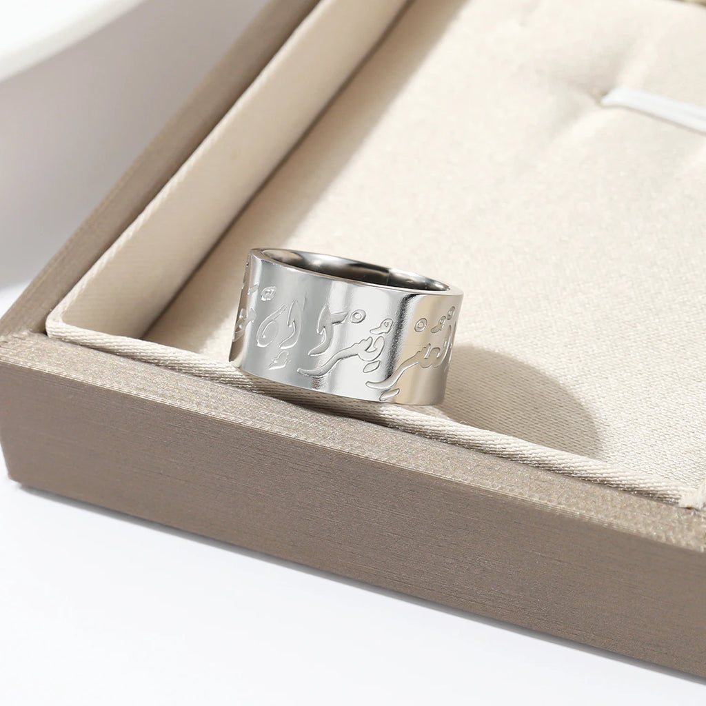 Personalized Arabic Ring Custom Arabic Band 10mm wide Arabic Jewelry Islamic Ring Engraved Calligraphy Ring Etching Unisex Ring