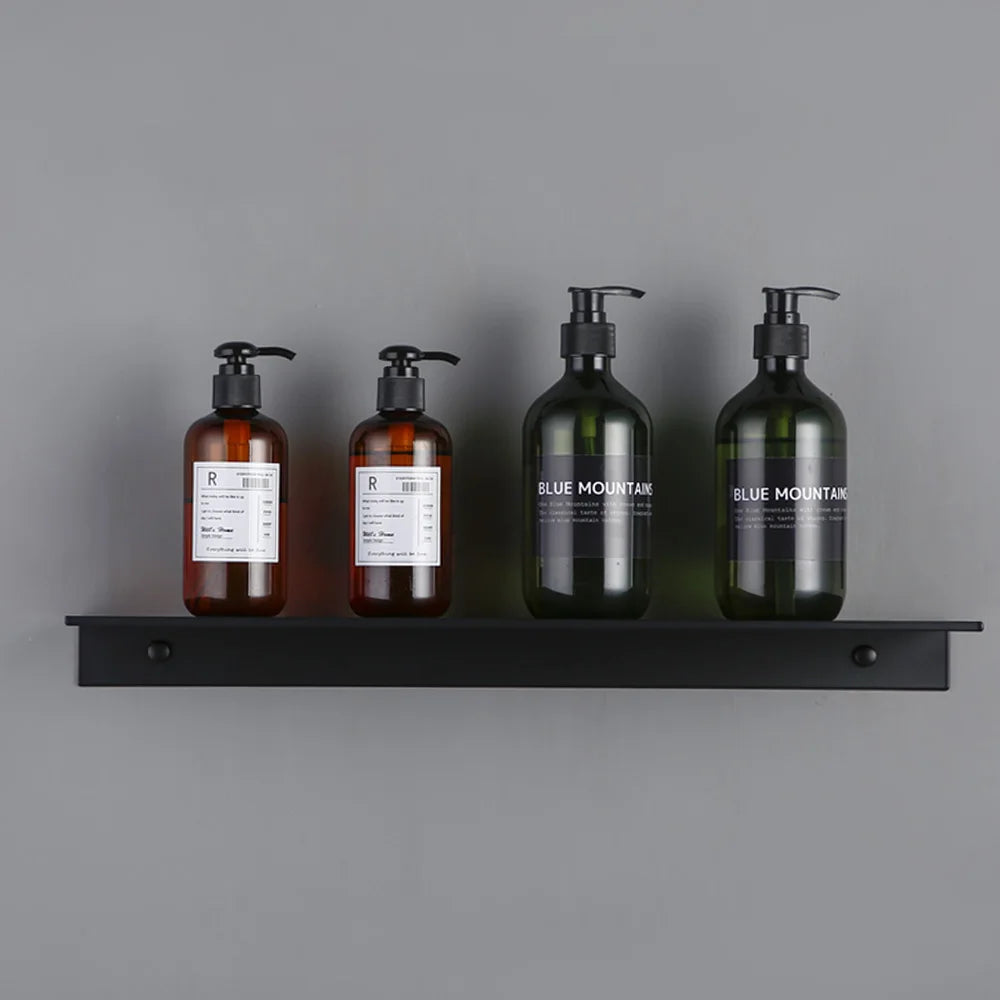 Matt Black Wall Shelf Bathroom Shelves Bathroom Accessories 30-50cm Modern Kitchen Shower Bath Storage Rack Wholesale Promotion