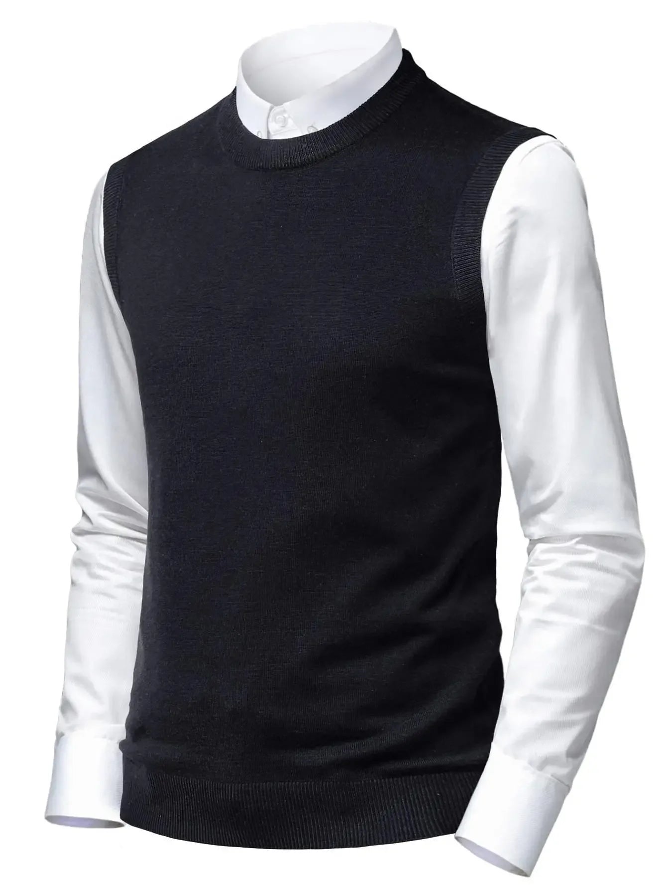 Men's Autumn Winter Thickened Wool Vest Round Neck Pullover Knitted Gilet Warm Comfortable Sleeveless Sweater Business Casual Ve