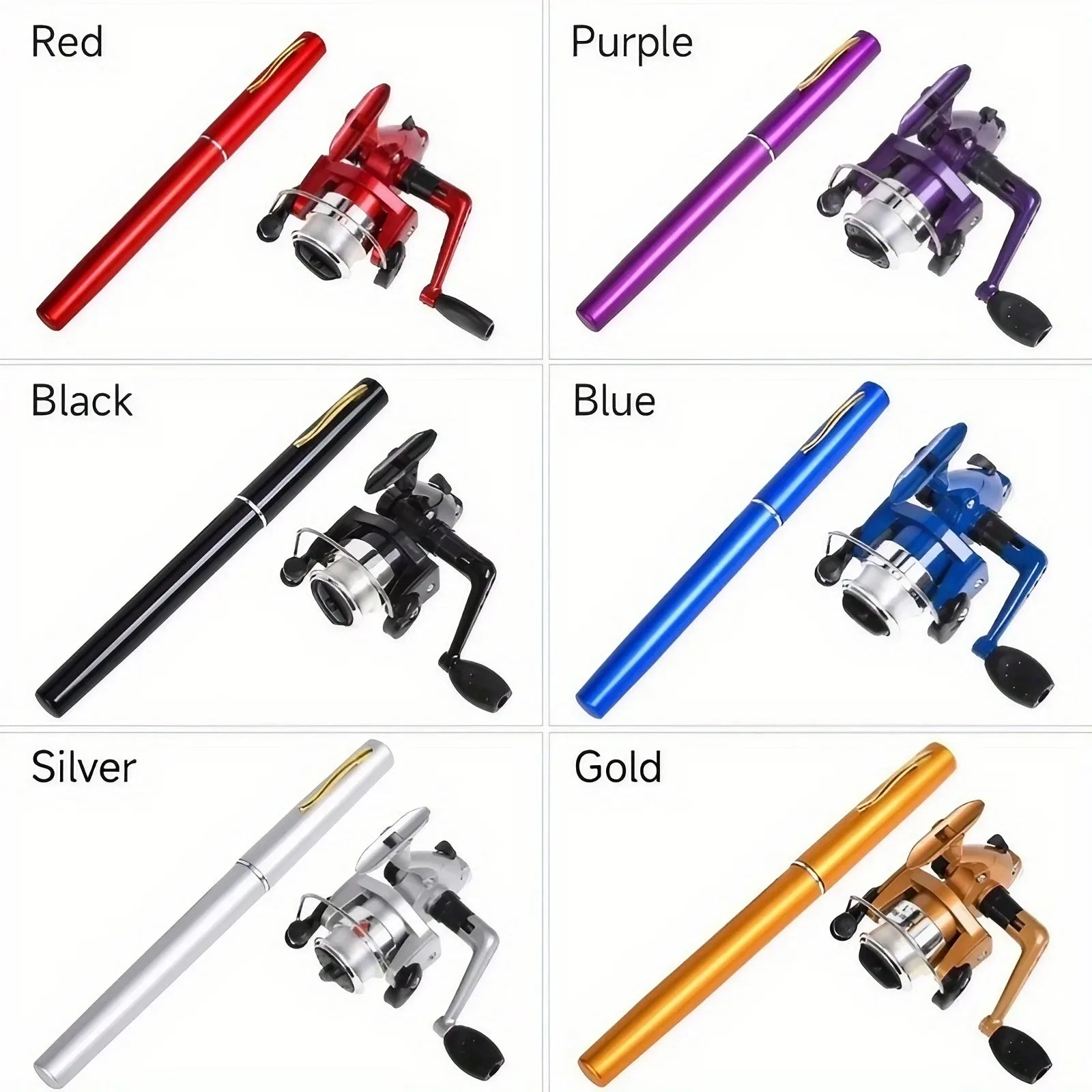 Fishing Set (1 Rod + 1 Wheel) - Pen Shape, Equipped with Spinning Wheel, Mini Portable Fishing Rod