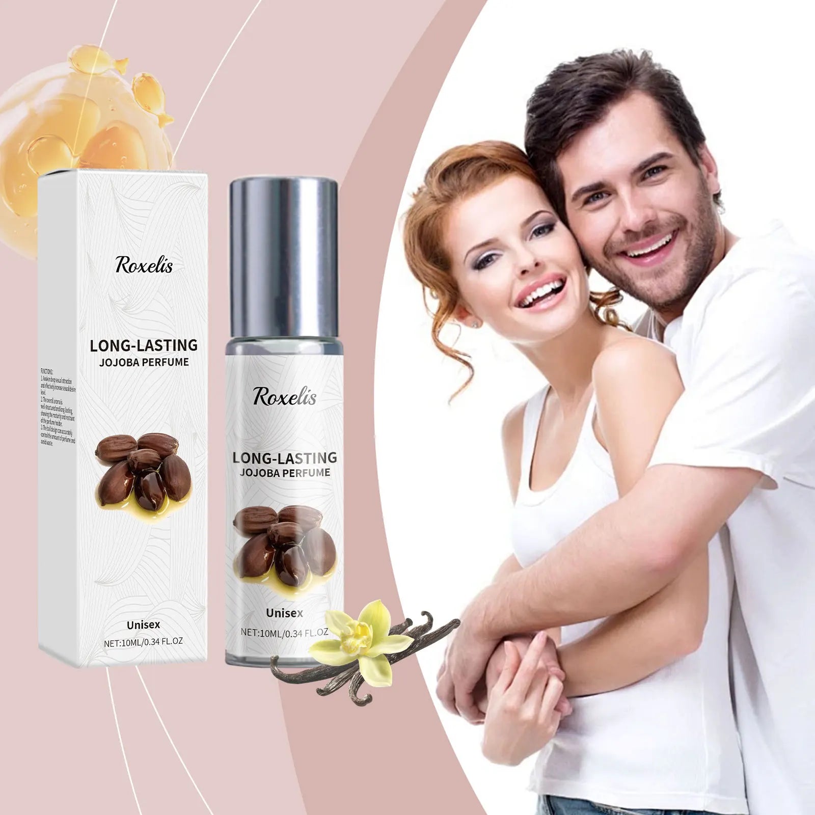 Roxelis Jojoba Perfume Oil Jojoba Seed Oil Perfume Rolling Ball Cologne Last Fragrance Fresh Fragrance Elegant Natural Perfume