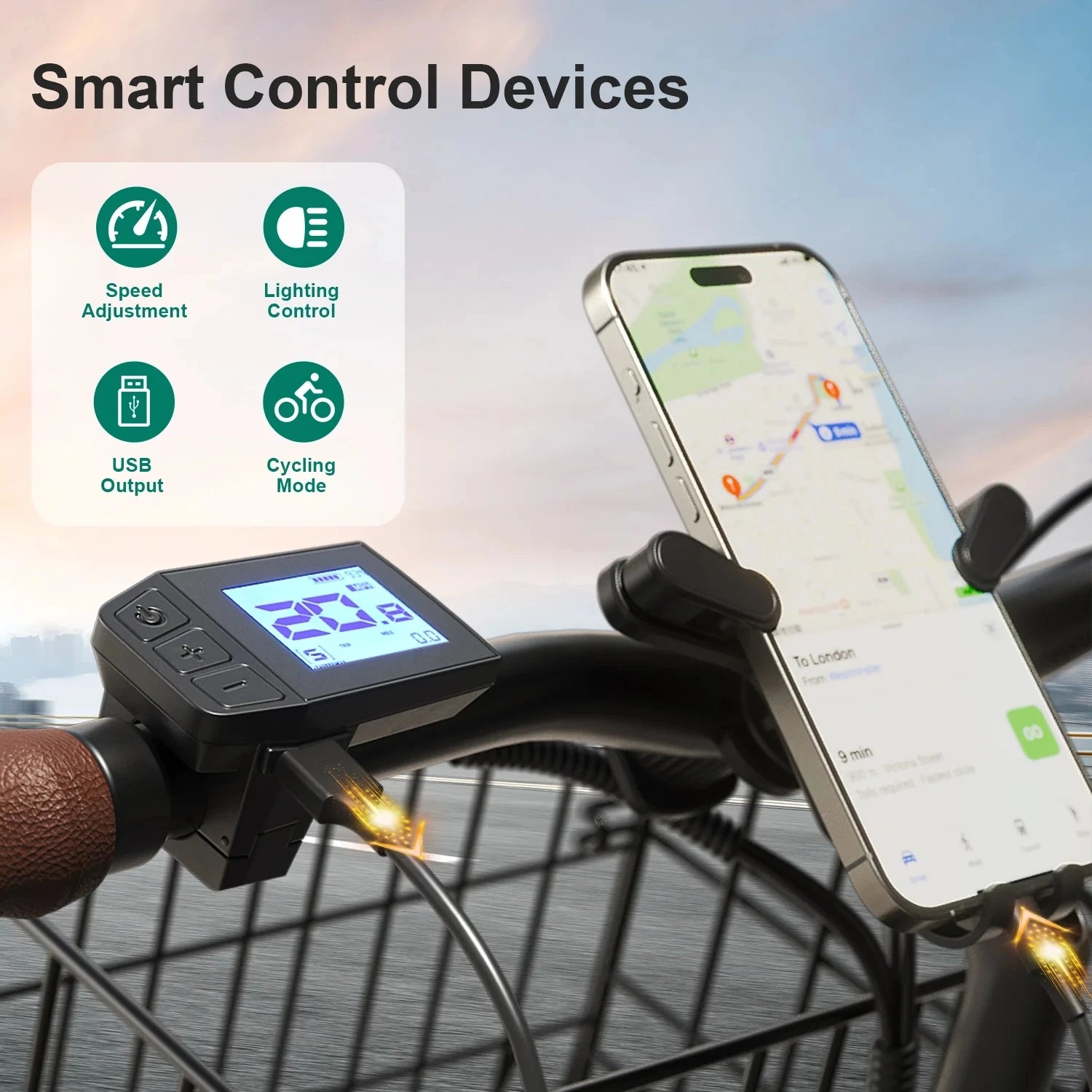 Electric Bike for Adults 1000W Peak, 460Wh Battery Max 70 Miles Electric Bike, 7 Speed & 5 Riding Modes 26 Inch E Bike 25MPH Max