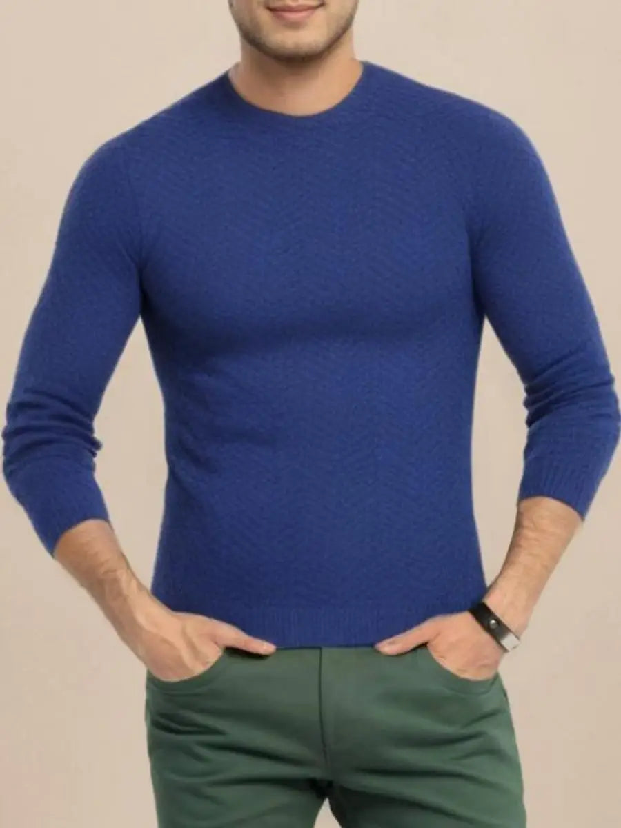 Men's Crew Neck Textured Pullover Sweater, Long Sleeve, Comfortable and Warm, Classic Design for Fall and Winter