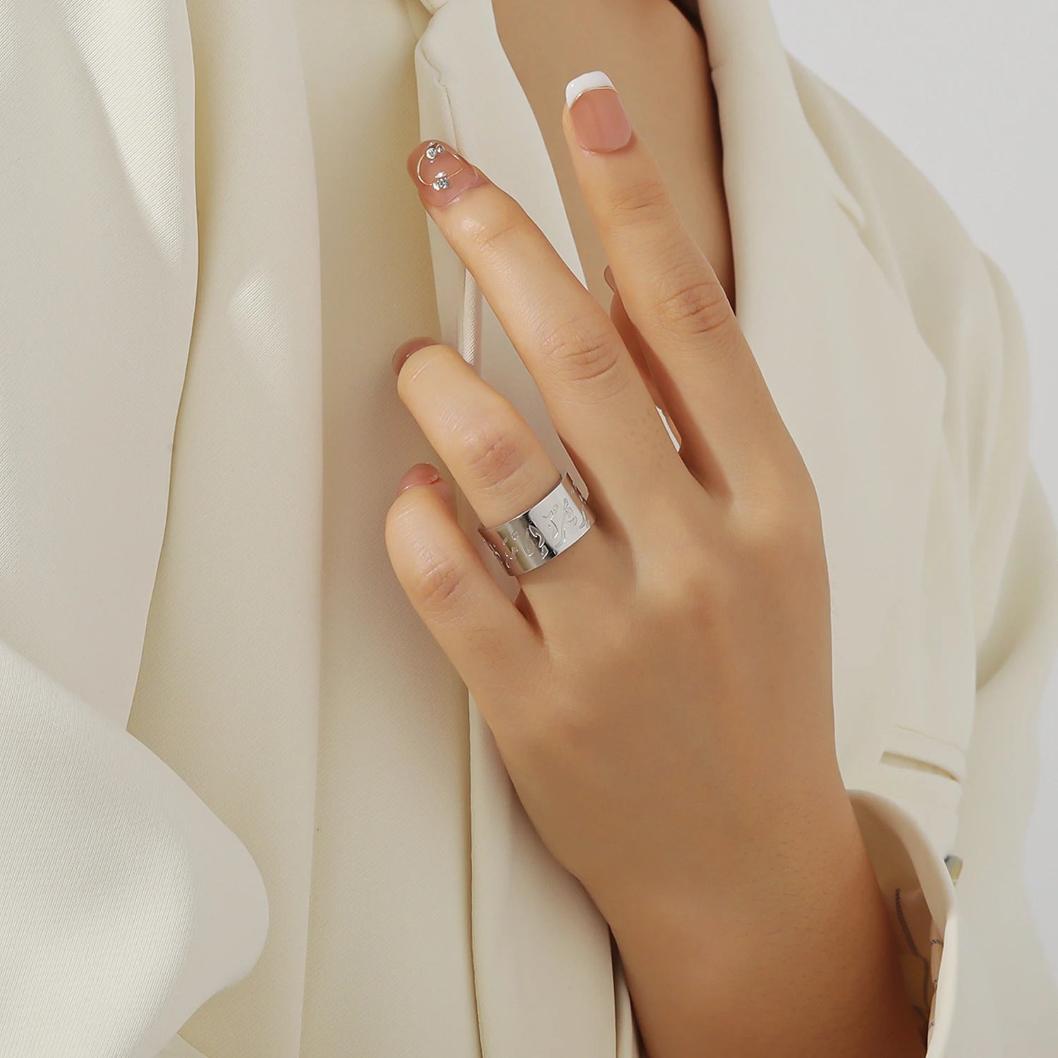 Personalized Arabic Ring Custom Arabic Band 10mm wide Arabic Jewelry Islamic Ring Engraved Calligraphy Ring Etching Unisex Ring