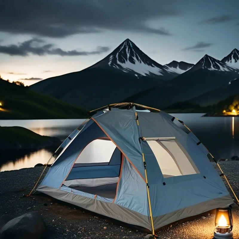 2-Person (blue)/4-Person (white), Extra-Large Tent with Mesh Screen, Lightweight Family Tent|Quick Setup for Park Picnics