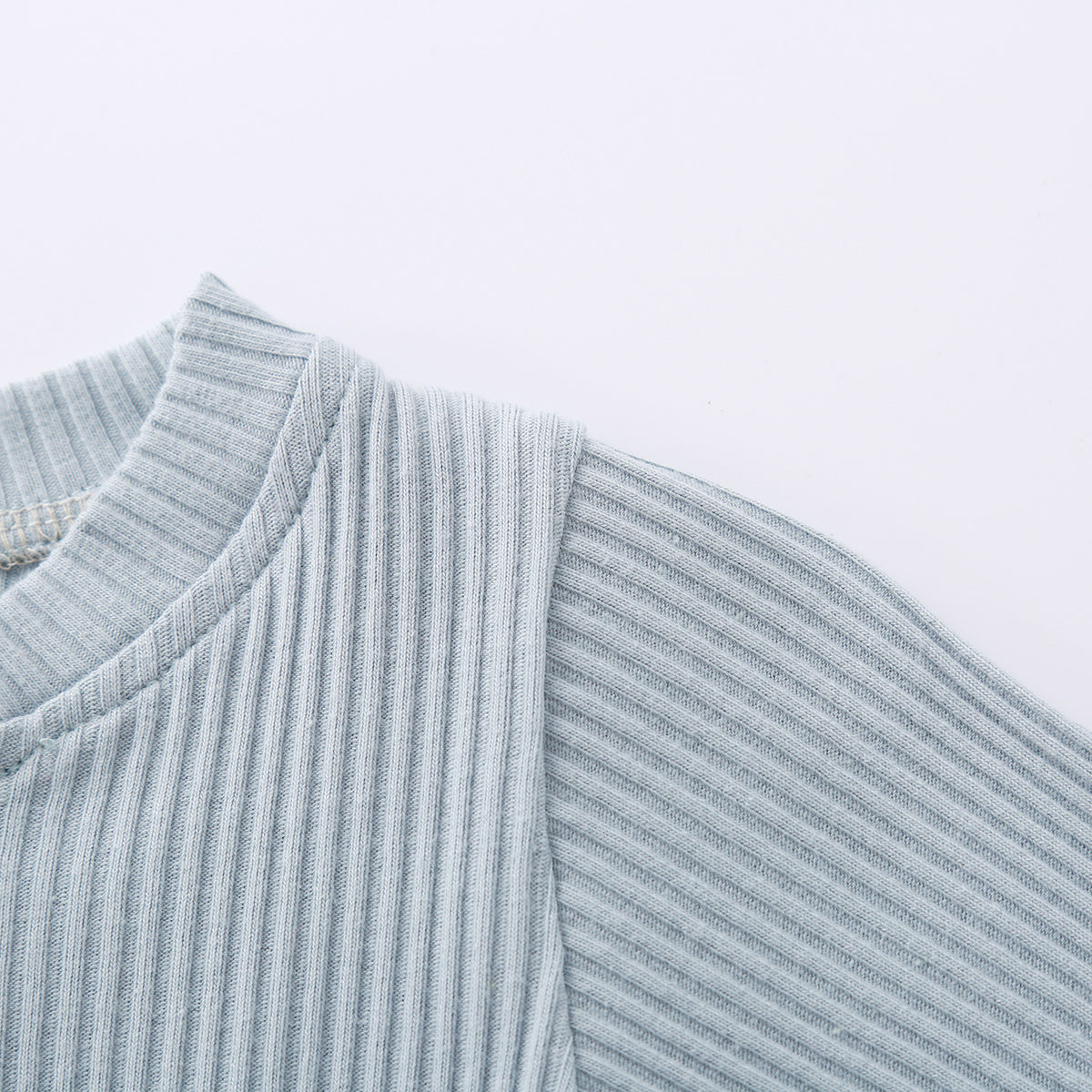 Infant Baby Knit Outfits Suits Buttons O-neck Ribbed solid clothes Long Sleeve Bodysuits Romper Top + Elastic Long Pant