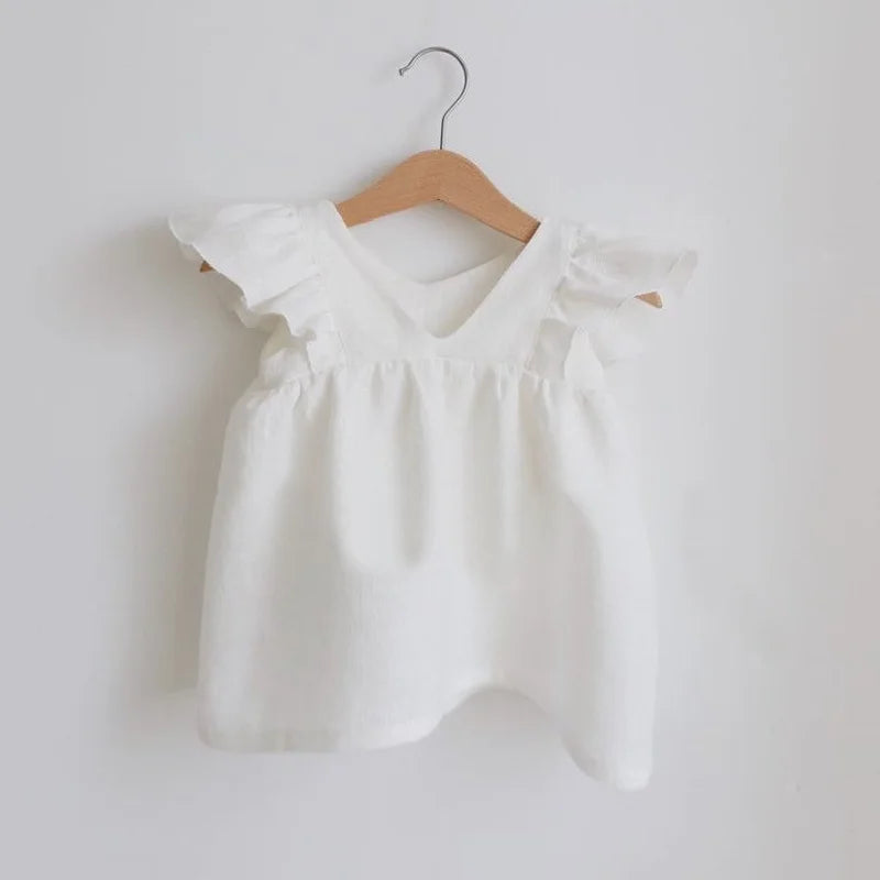 Newborn Girls Summer Clothes Linen Striped Baby Girl Dress For 0-3Y Toddler Girls Clothes Baby Birthday Party Dress