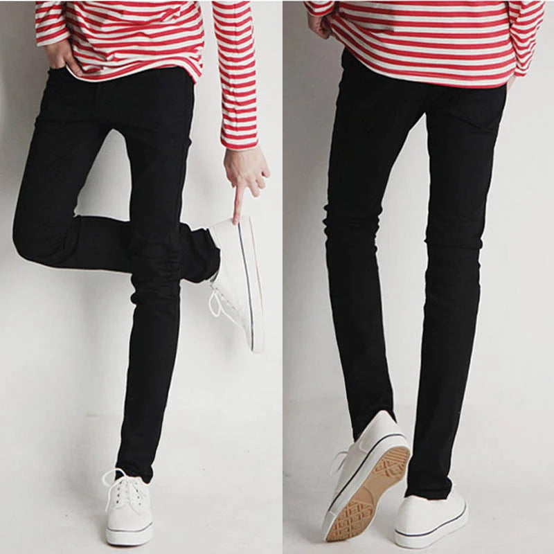 Hot 2021 Mens Pants Fashions Men Casual Denim School Cowboy Black/White Skinny Jeans Men Stretch Boy Teenagers Pencil Pants Men
