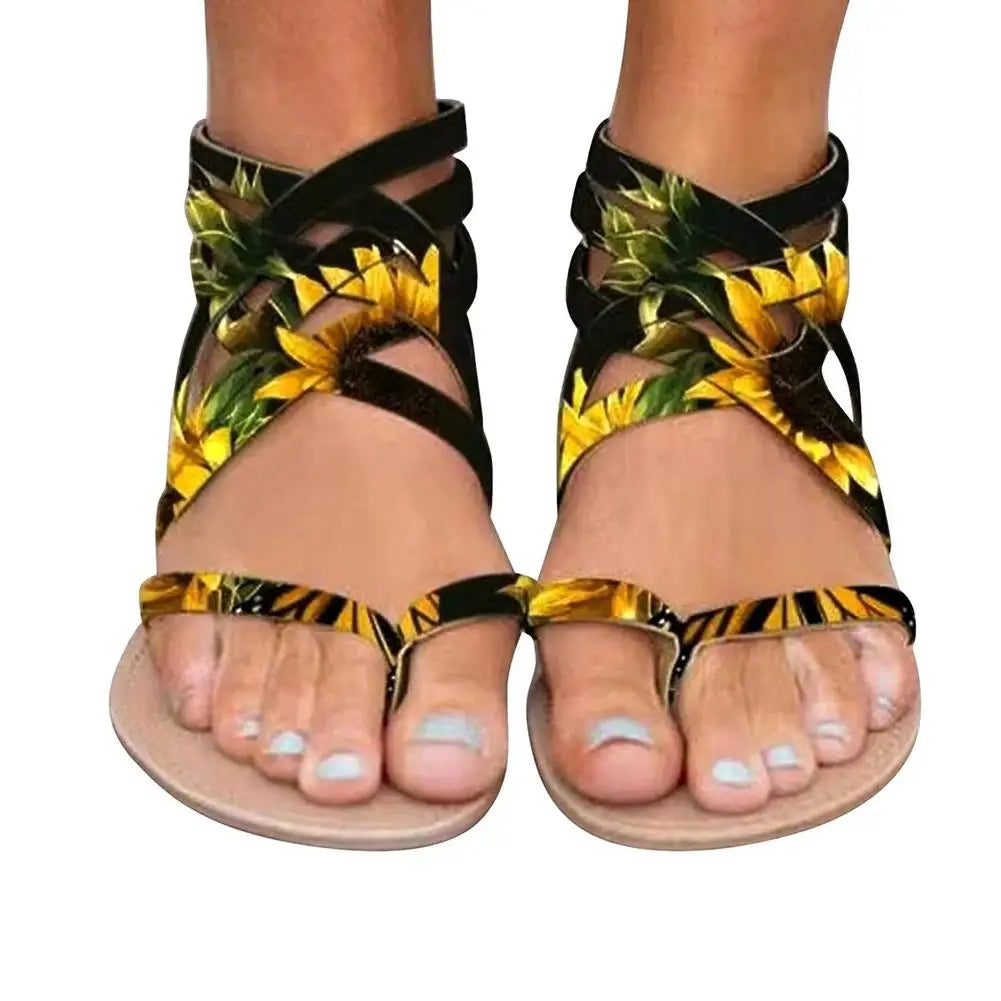 Sandals Flat Sandals Open Toe Roman Summer Beach Shoes For Women Summer Ladies Fashionable Shoes Casual Solid Color