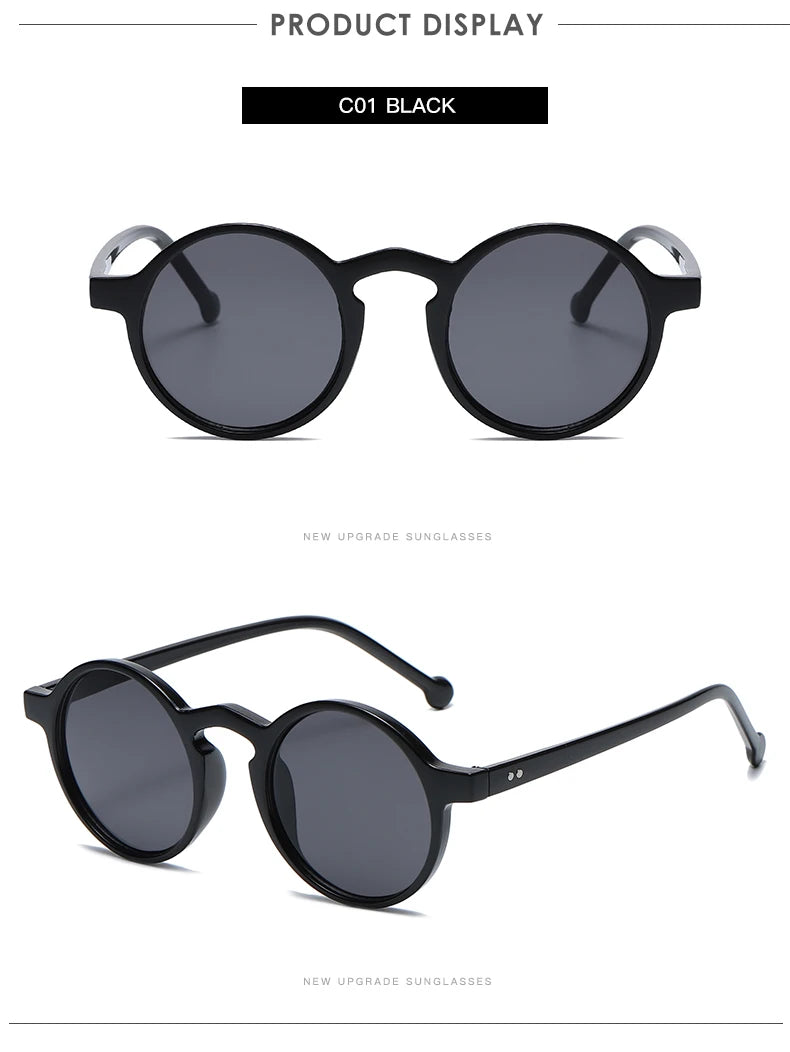 Small Round Sunglasses Women Vintage Brand Designer Brown Sun Glasses Round Frame Rivet Shades Female Ladies UV400