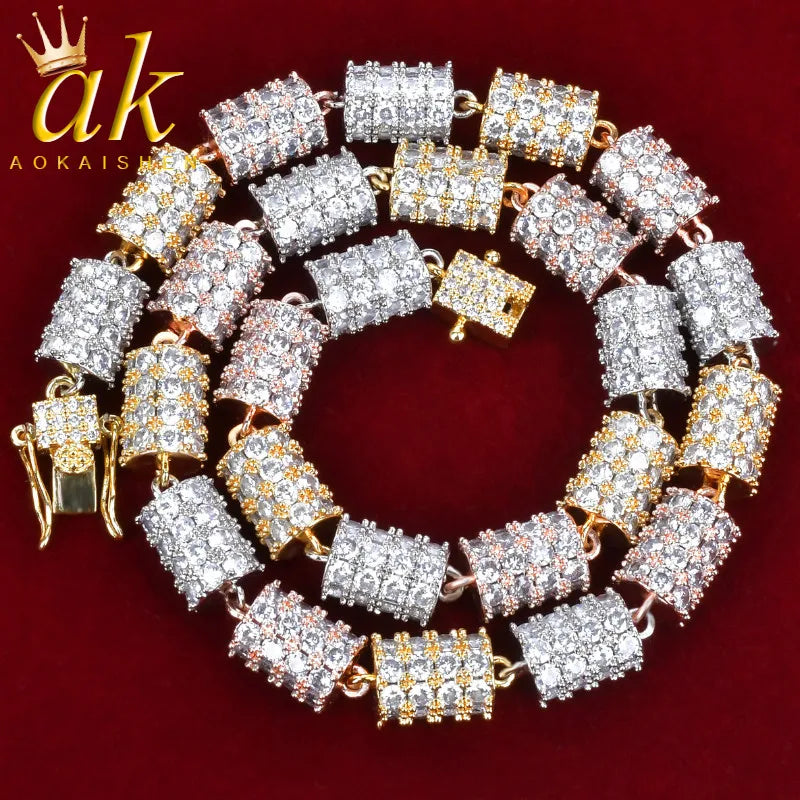 Colorful Link Necklace Chain For Women Hip Hop Jewelry Gold Color Copper Rock Street Charms