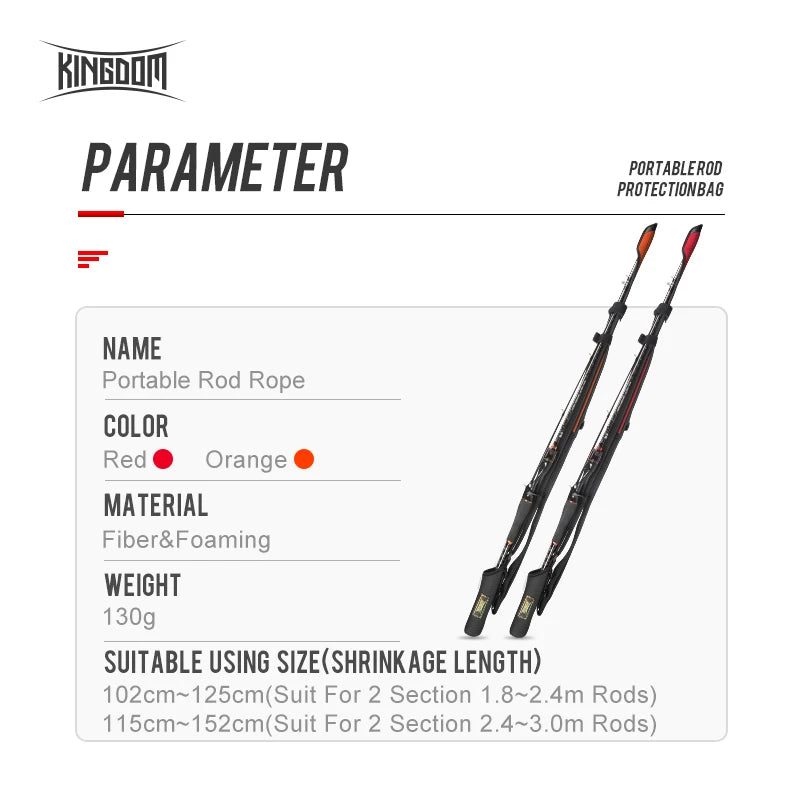 Kingdom Spinning Fishing Rods 102cm-152cm Casting Rod Protection Rope Length Adjustable For Protection Rods Cap Pole Storage Bag