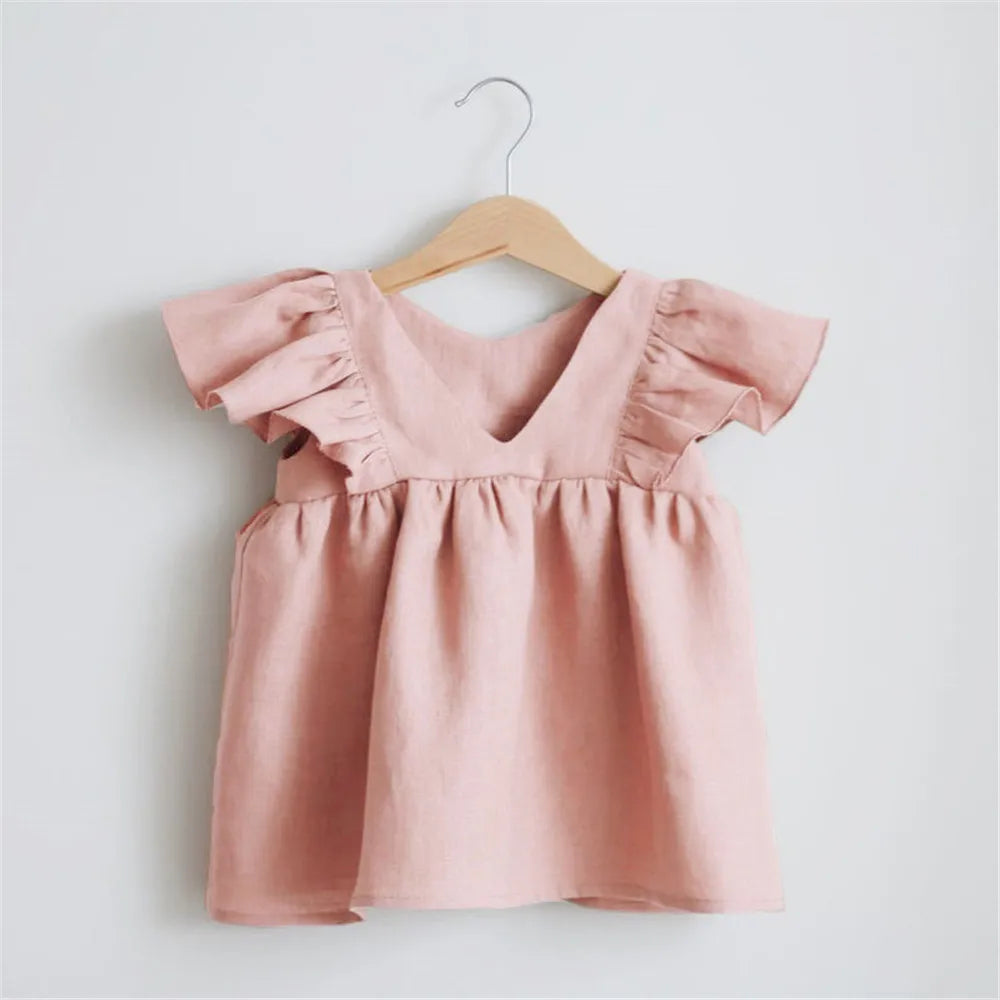 Newborn Girls Summer Clothes Linen Striped Baby Girl Dress For 0-3Y Toddler Girls Clothes Baby Birthday Party Dress