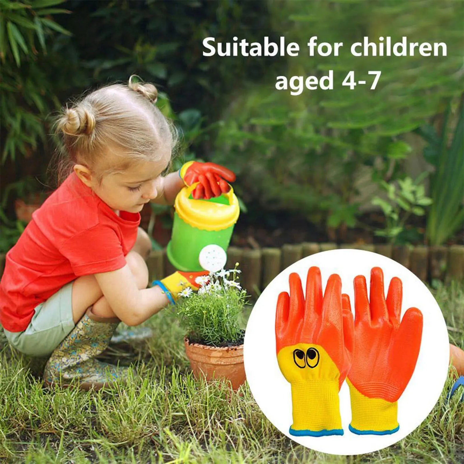 Breathable Gardening Gloves for Kids, Cartoon Animal Gloves, Oil Resistant, Non-slip, Anti-stab Handwork Silicone Nitrile