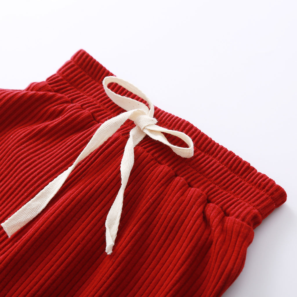 Infant Baby Knit Outfits Suits Buttons O-neck Ribbed solid clothes Long Sleeve Bodysuits Romper Top + Elastic Long Pant