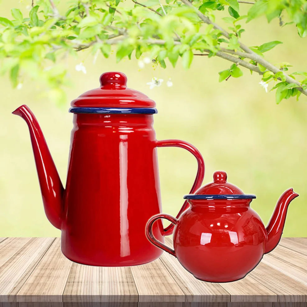 1.1L, Enamel hand brewing coffee pot,  Japanese style large capacity cold kettle, Narrow mouth oil can for kitchen, Coffee tool