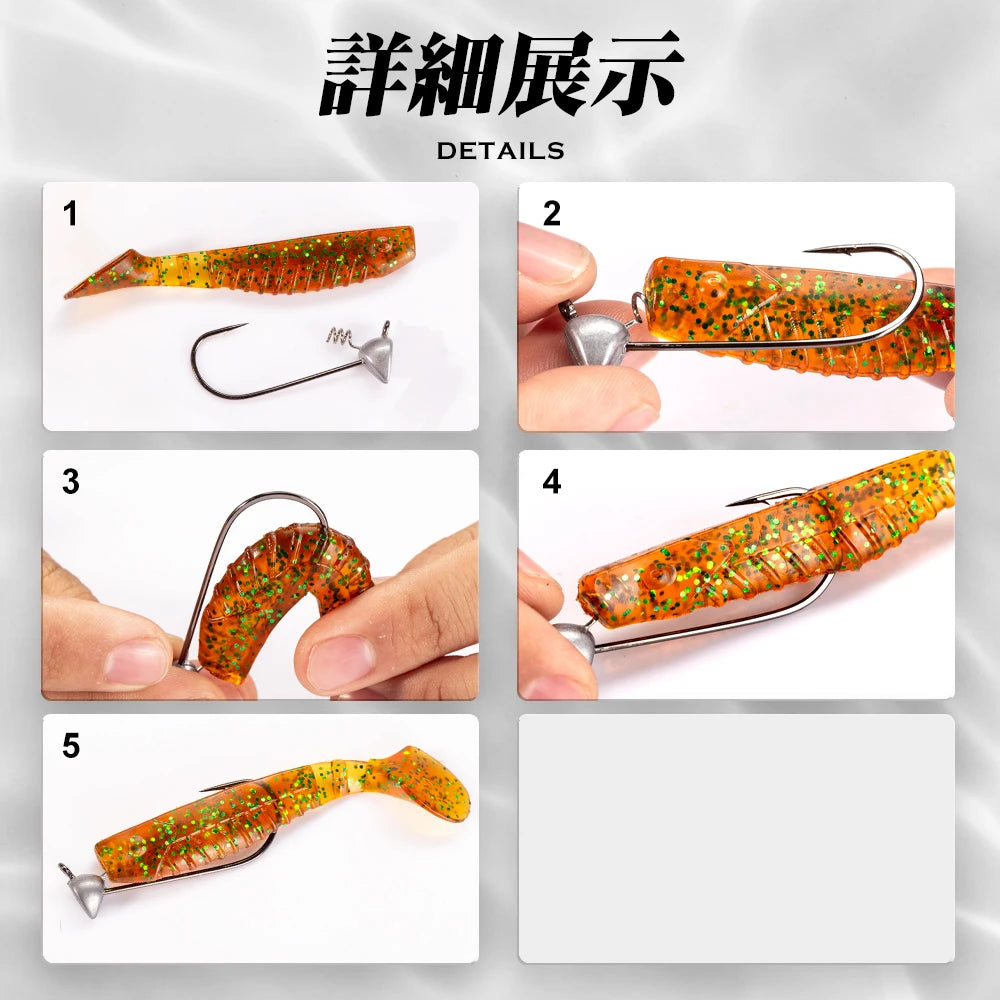 Hunthouse 3.5g 5g 6.5g 4pcs/bag shaky head jigs Soft Fishing hook Flat-Faced Shakey Jig Fishing Tackle for Lure Accessories