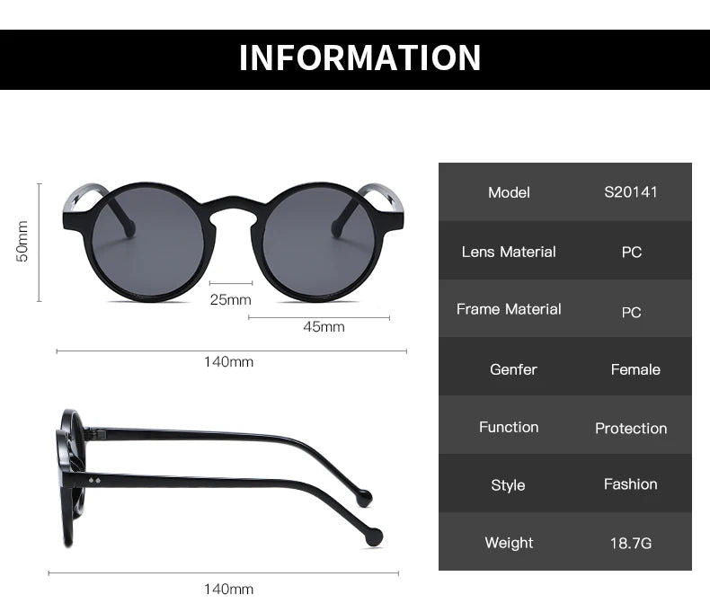 Small Round Sunglasses Women Vintage Brand Designer Brown Sun Glasses Round Frame Rivet Shades Female Ladies UV400