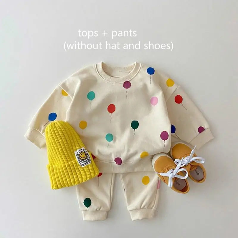 Toddler Baby Clothing Sets For Infant Baby Boys Clothes Set Balloon Sweatshirt+Pants 2pcs Outfit Kids Costume 2024 Autumn Winter