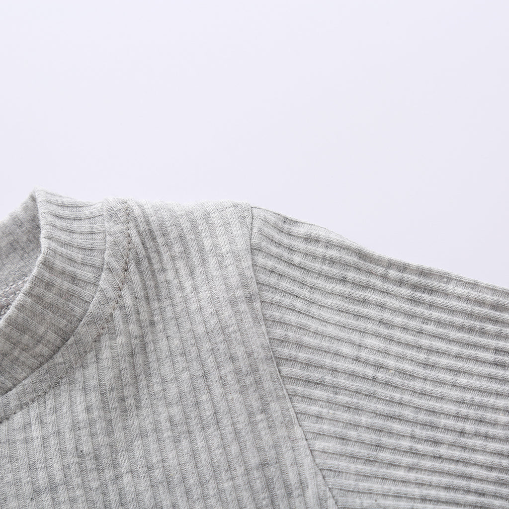 Infant Baby Knit Outfits Suits Buttons O-neck Ribbed solid clothes Long Sleeve Bodysuits Romper Top + Elastic Long Pant