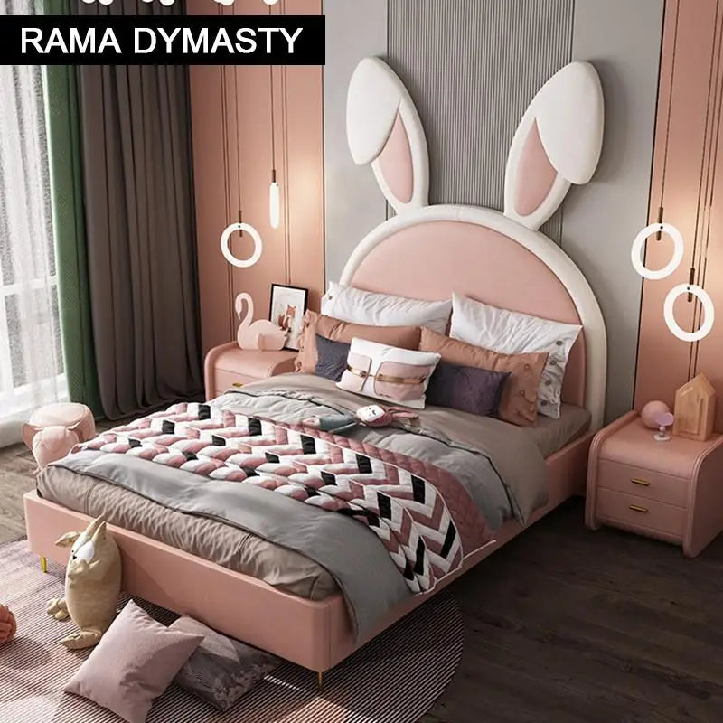 Children Beds Animal beds girls bedroom Furniture solid wood frame girls bed chambre bebe soft beds rabbit beds