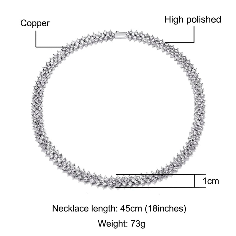 Hip Hop 10MM Bling Iced Out Rose Tennis Chain CZ Copper Setting AAA+ Cubic Zirconia Stones Chain Gold For Men Women Jewelry