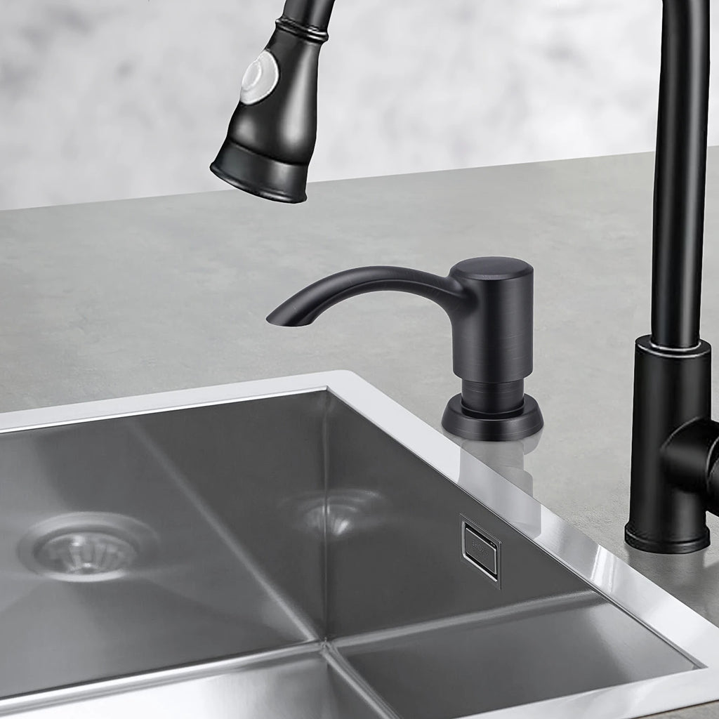 Samodra Nickel Soap dispenser Black Kitchen sink Counter Liquid Soap Dispenser Bottle kitchen accessories 360ml  Built in Pumps