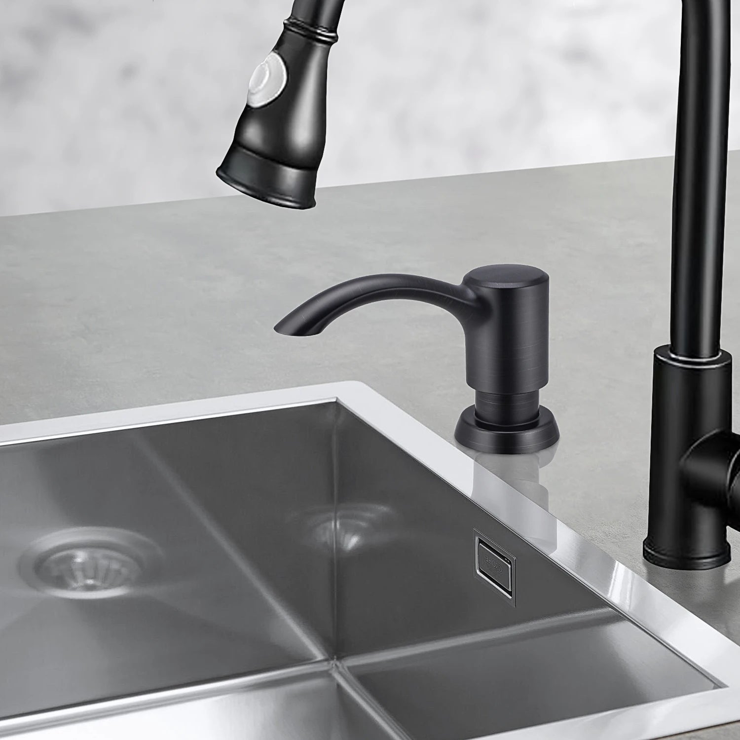 Samodra Nickel Soap dispenser Black Kitchen sink Counter Liquid Soap Dispenser Bottle kitchen accessories 360ml  Built in Pumps