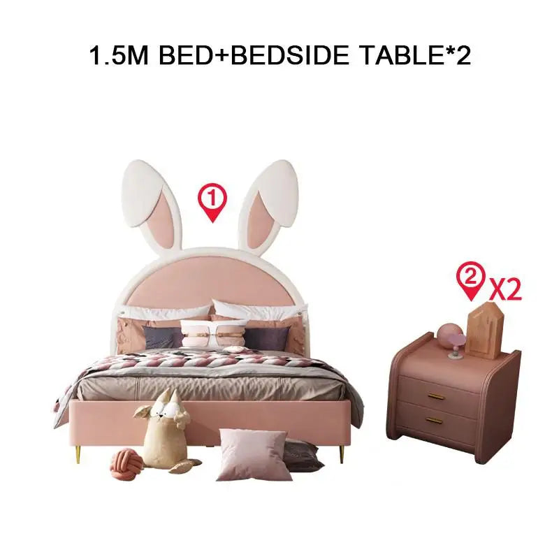 Children Beds Animal beds girls bedroom Furniture solid wood frame girls bed chambre bebe soft beds rabbit beds