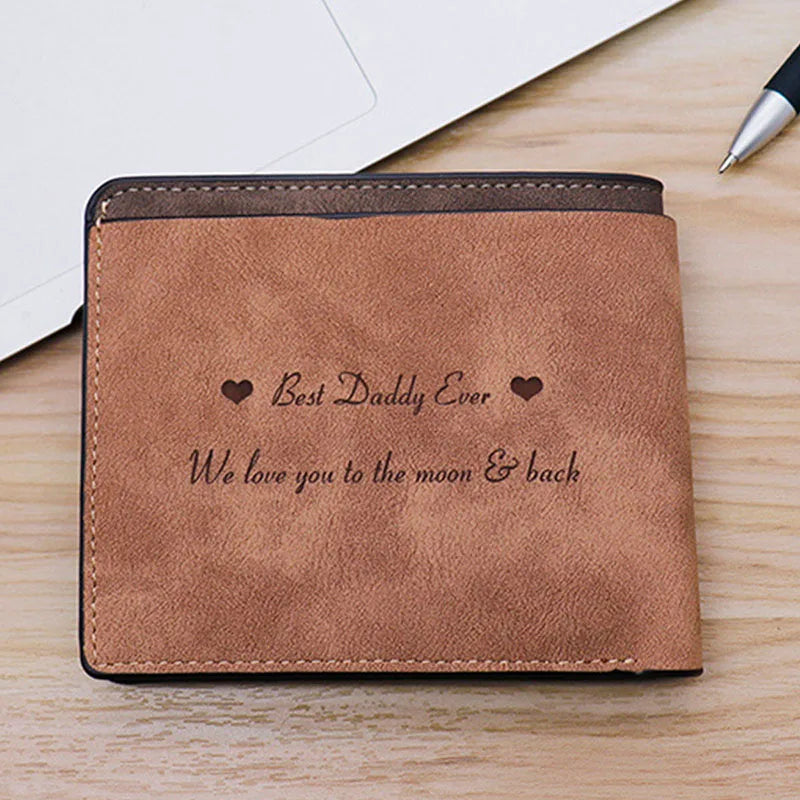 Engraving Wallet Men's Double Frosted Waterproof Short Multifunctional  Fashion Casual Wallet Customize Picture Purse Gift
