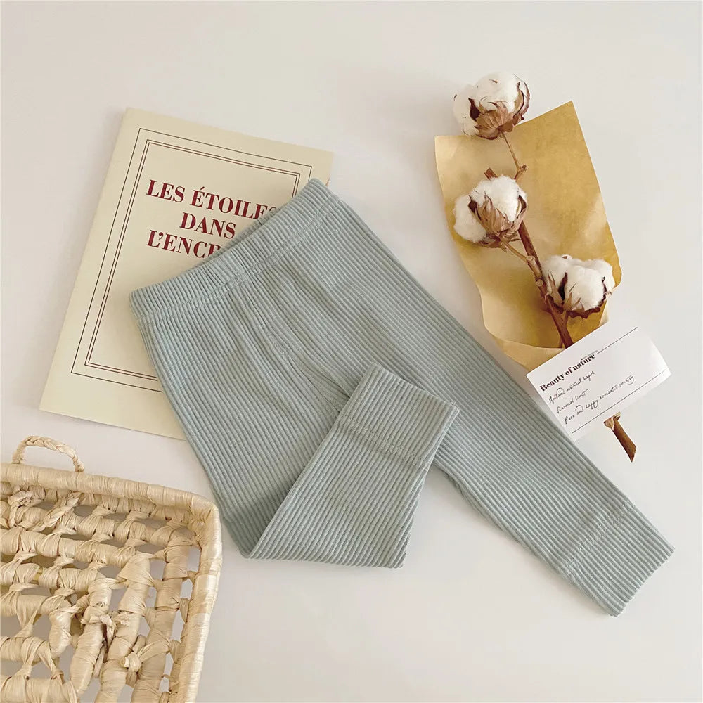Facejoyous Autumn Baby Girl Legging Cotton Baby Boys Ribbed Leggings Striped Kids Pants Children Casual Trousers