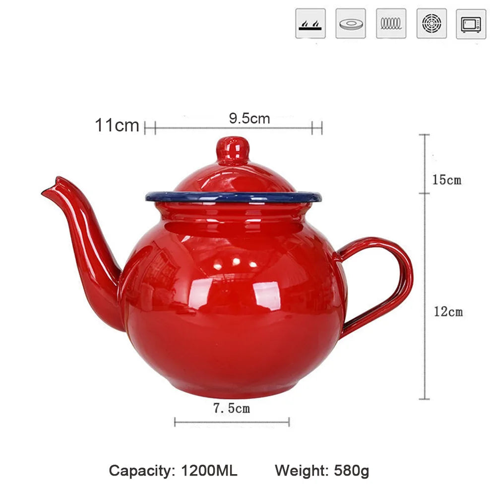 1.1L, Enamel hand brewing coffee pot,  Japanese style large capacity cold kettle, Narrow mouth oil can for kitchen, Coffee tool