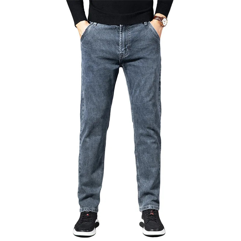 ICPANS Autumn Summer Denim Jeans Men Straight Stretch Regular Jeans for Man Black Classic Vintage Mens Pant Big Size 29-38 40