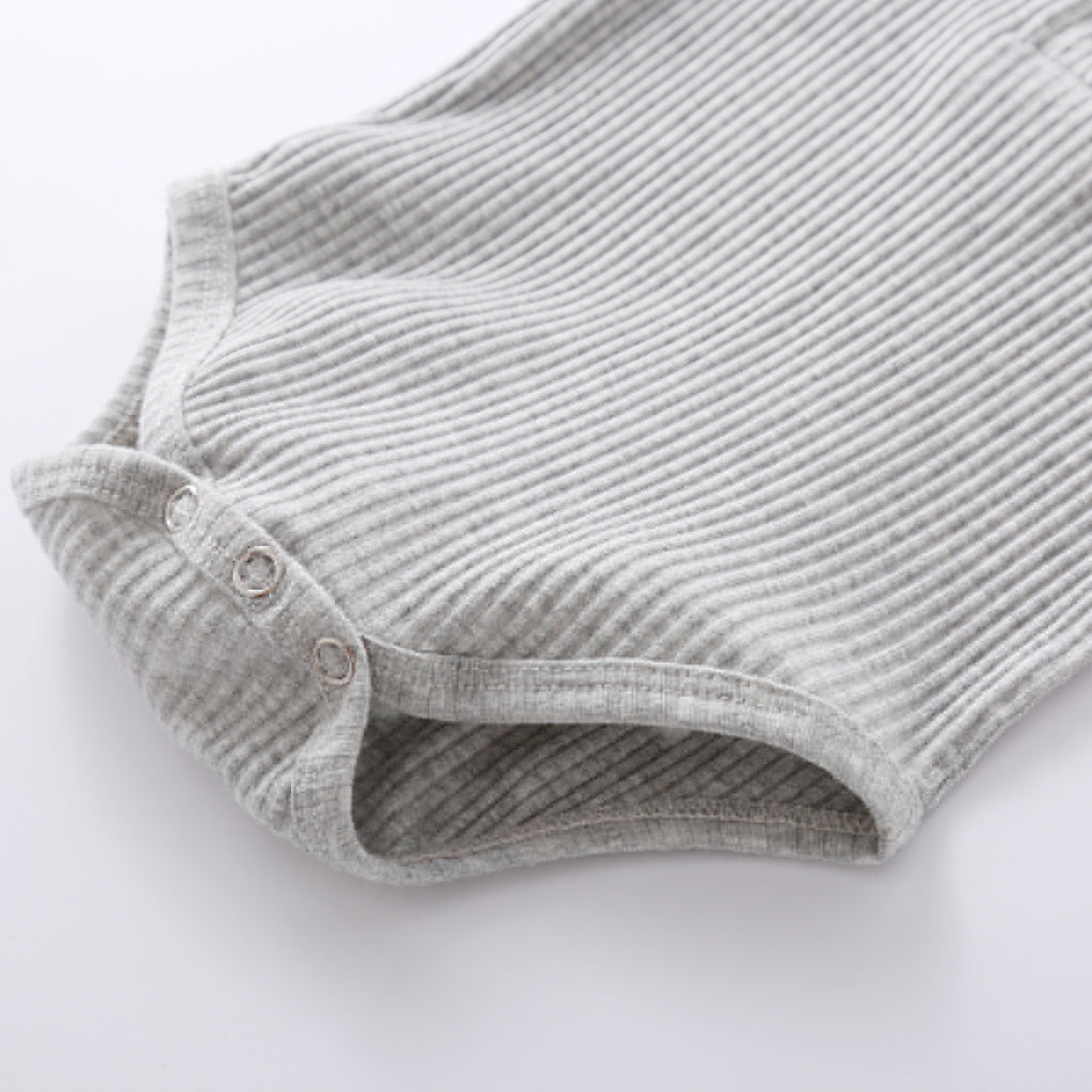 Infant Baby Knit Outfits Suits Buttons O-neck Ribbed solid clothes Long Sleeve Bodysuits Romper Top + Elastic Long Pant