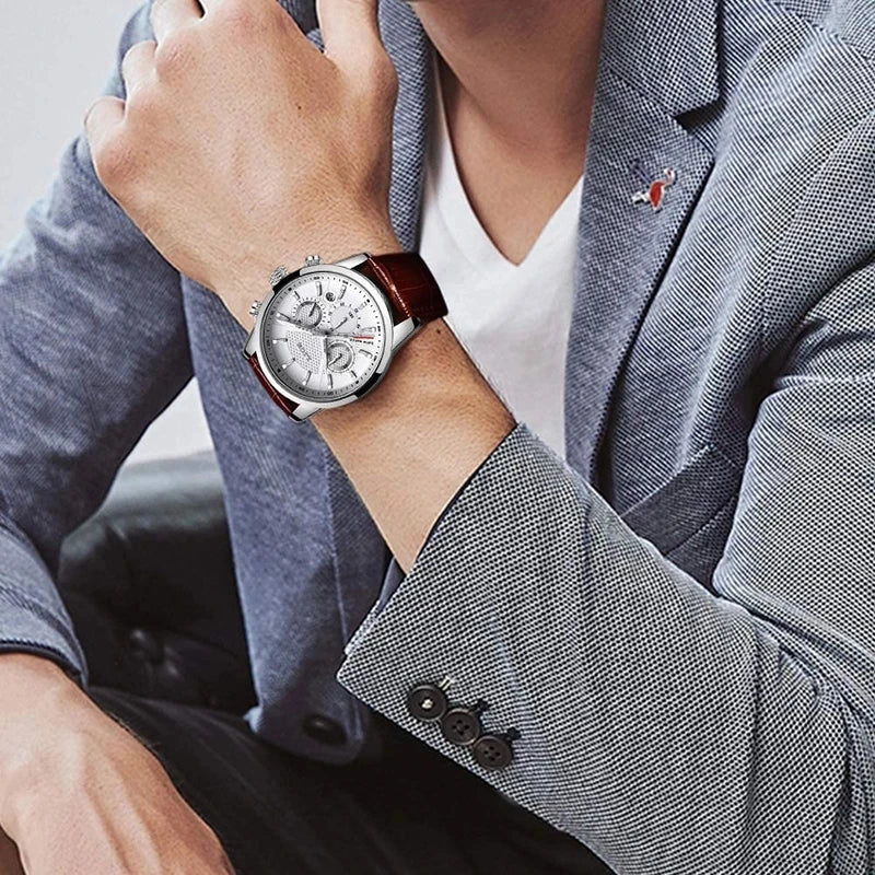 Watches Mens 2025 LIGE Top Brand Luxury Casual Leather Quartz Men's Watch Business Clock Male Sport Waterproof Date Chronograph