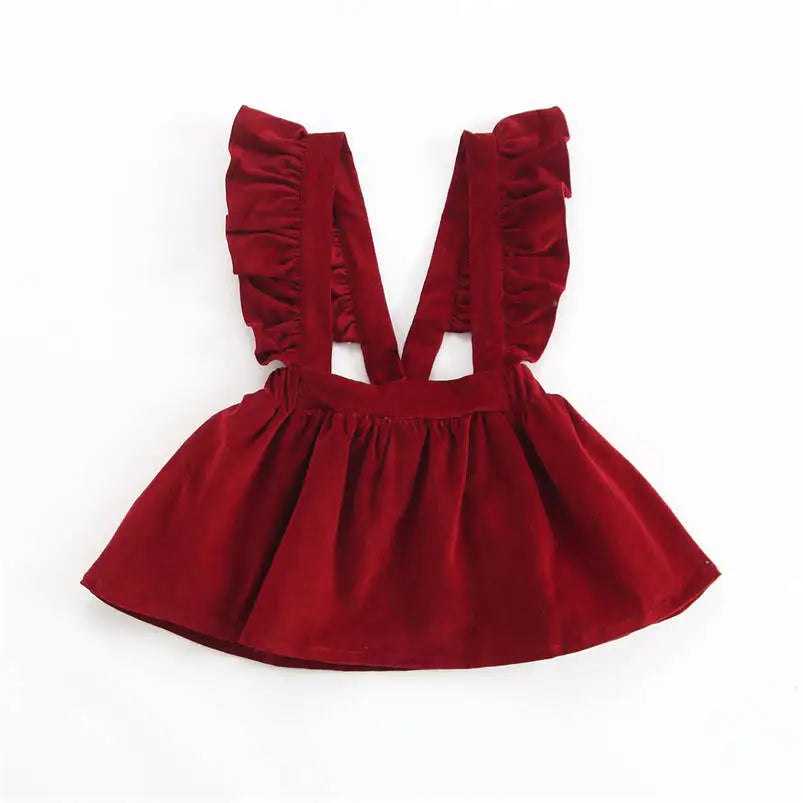 Baby Girls Fashion Clothes Fall Winter Warm Corduroy Princess Skirt Cute Ruffles Lace Strap Tutu Dress Party Birthday Custume