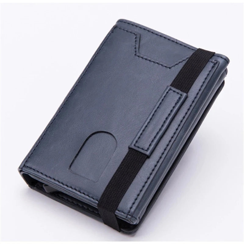 Zciti PU Leather Wallet Multifunctional Men Clutch Carbon Fiber Card Holder RFID Blocking Case Metal Box Female Bag Card Holder