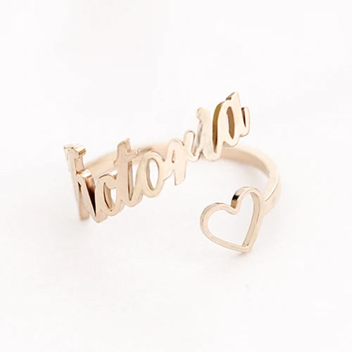 Personalized Name Rings Adjustable Date Numbers Heart Sprial Ring For Women High Quality Stainless Steel Men Jewelry Not Fade