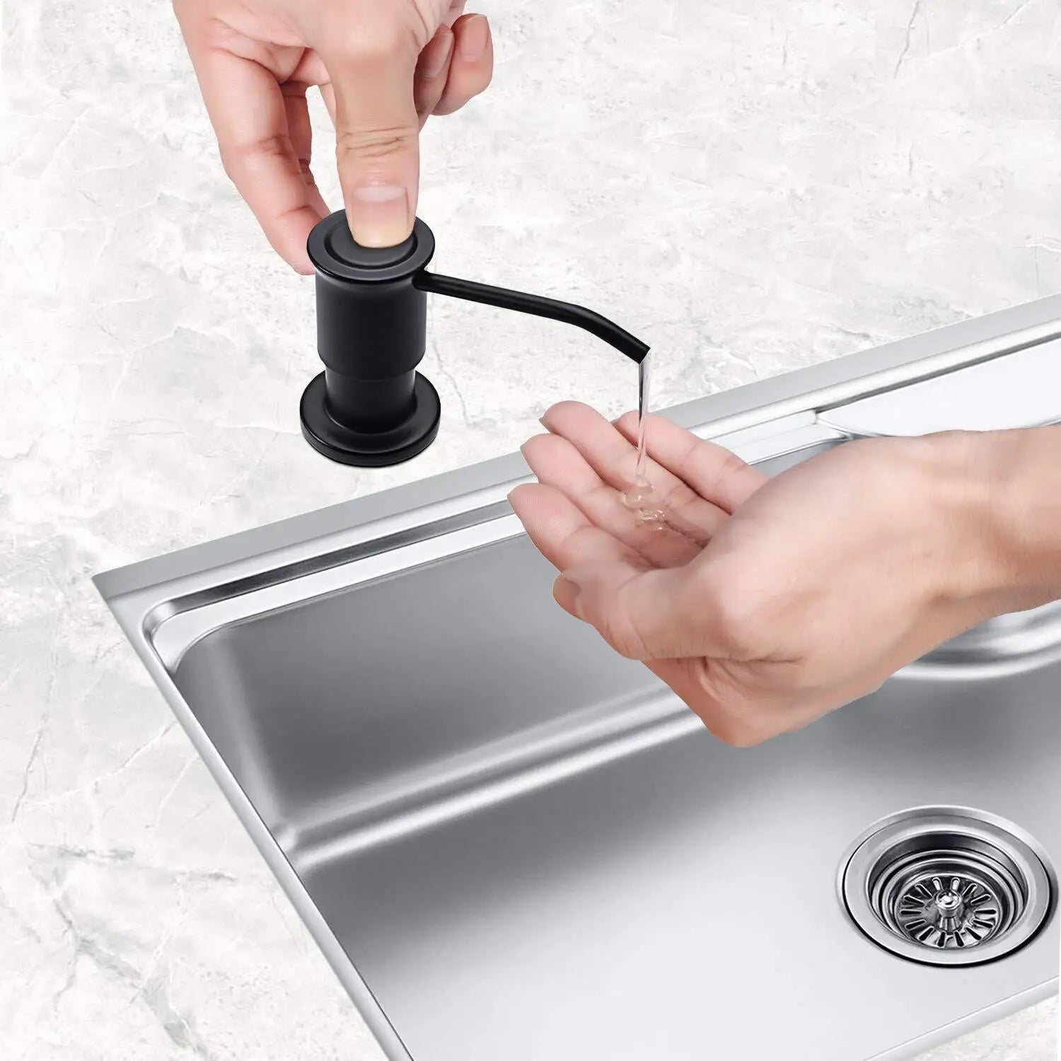 Samodra Liquid Soap Dispensers With 500ml Bottle Stainless Steel Pump For Kitchen Sink Built In Chrome/Nickel Dispenser Soap