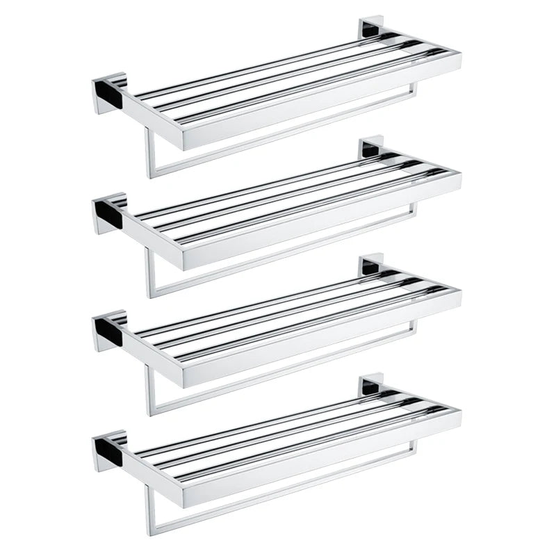 23 Inch Bathroom Double Towel Rail Rack Bar Shelf Wall Mounted Stainless Steel Polished Towel Storage Rack Shelf