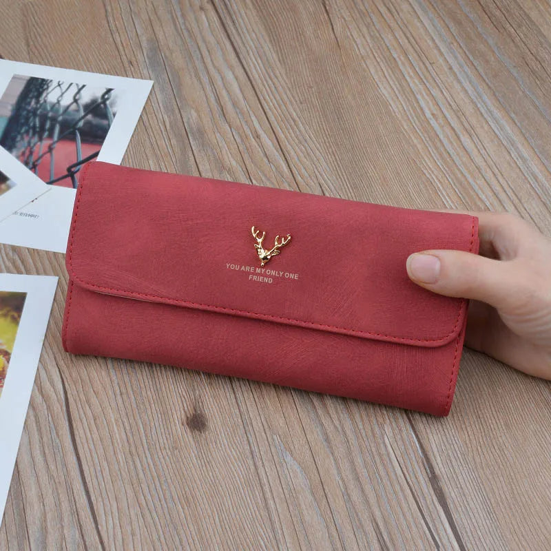 Women's Photo Engraved Trifold Photo Wallet Women's Wallet Long Scrub Retro Multi-function Clasp Clutch Cover High Capacity