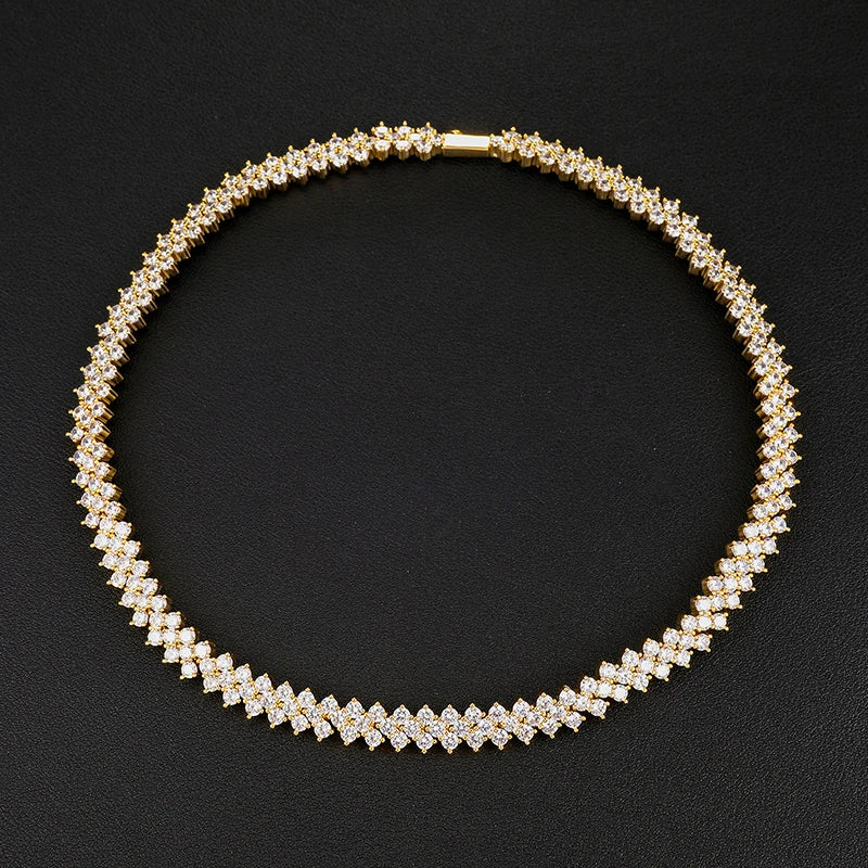 Hip Hop 10MM Bling Iced Out Rose Tennis Chain CZ Copper Setting AAA+ Cubic Zirconia Stones Chain Gold For Men Women Jewelry