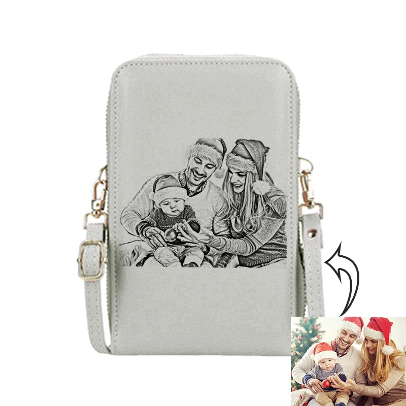 Women Fashion Large-capacity Zipper Mobile Phone Bag Female Leather Purses Card Holder Gift Custom Name Photo Engraving Wallet