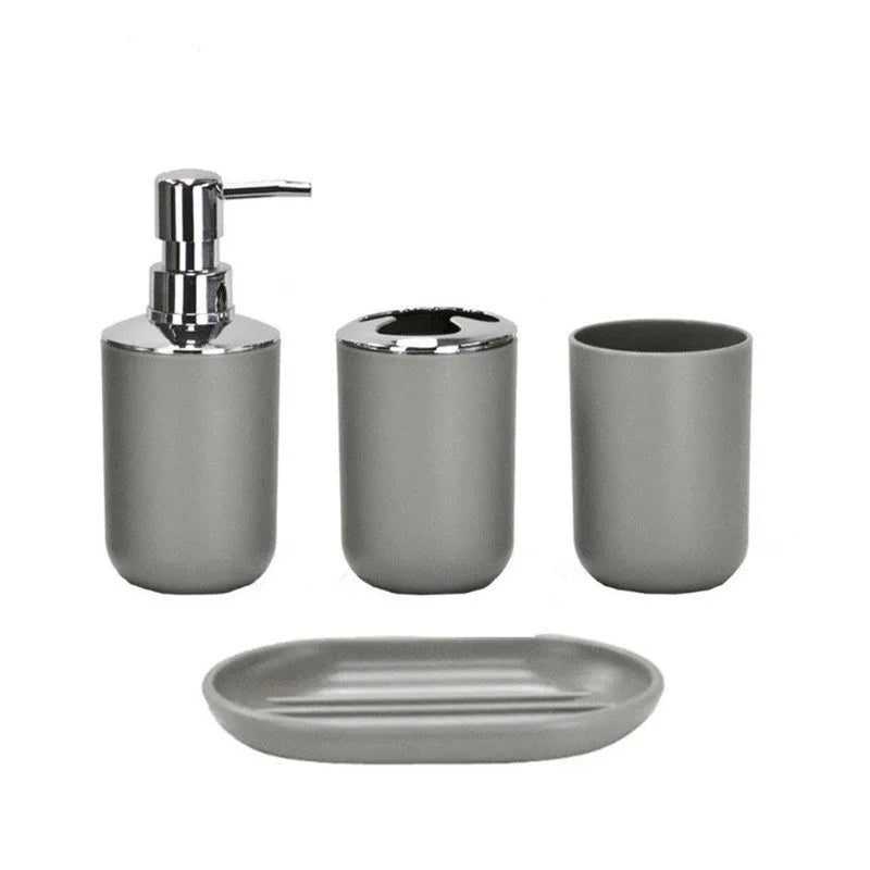 4pcs/Set Plastic Bathroom Set Toilet Brush Holder Toothbrush Glass Cup Soap Dispenser Soap Dish Bathroom Accessories
