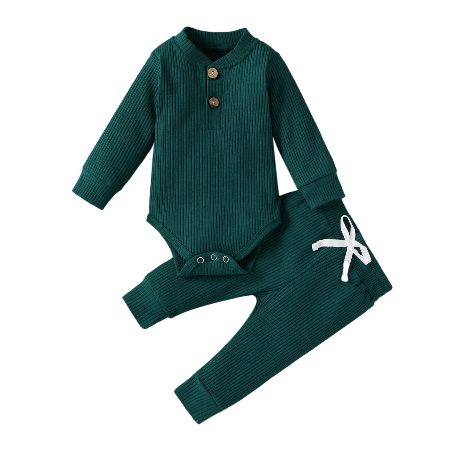 16 Colors Baby Solid Knit Sets Newborn Infant Girls Boys Fall Winter Long Sleeve Romper + Elastic Pants Toddler Outfit 0-24M