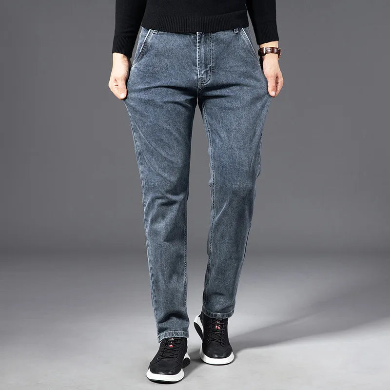 ICPANS Autumn Summer Denim Jeans Men Straight Stretch Regular Jeans for Man Black Classic Vintage Mens Pant Big Size 29-38 40