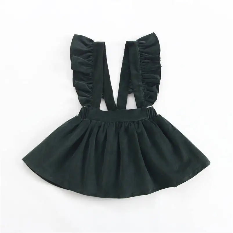 Baby Girls Fashion Clothes Fall Winter Warm Corduroy Princess Skirt Cute Ruffles Lace Strap Tutu Dress Party Birthday Custume