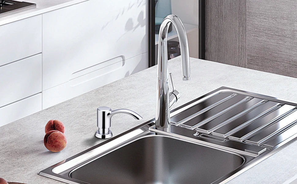 Samodra Nickel Soap dispenser Black Kitchen sink Counter Liquid Soap Dispenser Bottle kitchen accessories 360ml  Built in Pumps